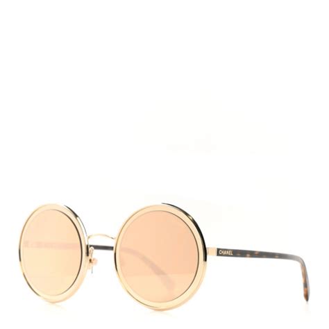 CHANEL Metal Round Sunglasses 4226 Tortoise Gold